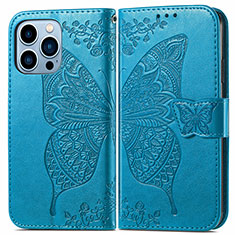 Custodia Portafoglio In Pelle Fantasia Modello Cover con Supporto H07 per Apple iPhone 14 Pro Blu