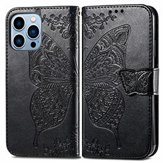 Custodia Portafoglio In Pelle Fantasia Modello Cover con Supporto H07 per Apple iPhone 14 Pro Max Nero