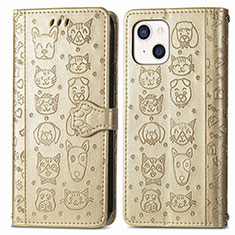 Custodia Portafoglio In Pelle Fantasia Modello Cover con Supporto H11 per Apple iPhone 14 Oro