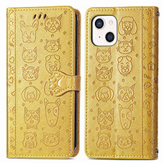 Custodia Portafoglio In Pelle Fantasia Modello Cover con Supporto H11 per Apple iPhone 15 Giallo