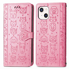 Custodia Portafoglio In Pelle Fantasia Modello Cover con Supporto H11 per Apple iPhone 15 Plus Rosa