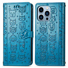 Custodia Portafoglio In Pelle Fantasia Modello Cover con Supporto H12 per Apple iPhone 13 Pro Max Blu