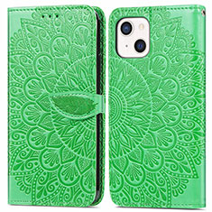 Custodia Portafoglio In Pelle Fantasia Modello Cover con Supporto H13 per Apple iPhone 13 Mini Verde