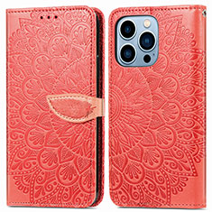 Custodia Portafoglio In Pelle Fantasia Modello Cover con Supporto H13 per Apple iPhone 13 Pro Rosso