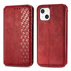 Custodia Portafoglio In Pelle Fantasia Modello Cover con Supporto H15 per Apple iPhone 13 Rosso