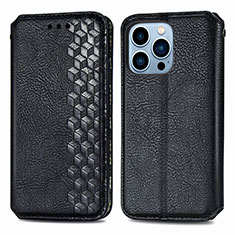 Custodia Portafoglio In Pelle Fantasia Modello Cover con Supporto H15 per Apple iPhone 14 Pro Max Nero