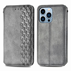 Custodia Portafoglio In Pelle Fantasia Modello Cover con Supporto H15 per Apple iPhone 16 Pro Max Grigio