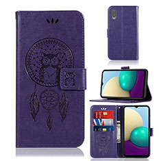 Custodia Portafoglio In Pelle Fantasia Modello Cover con Supporto JX1 per Samsung Galaxy A02 Viola