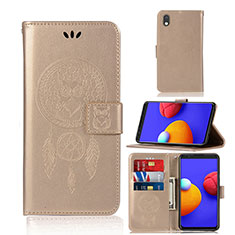 Custodia Portafoglio In Pelle Fantasia Modello Cover con Supporto JX1 per Samsung Galaxy M01 Core Oro