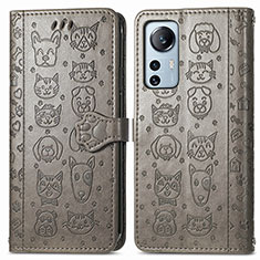 Custodia Portafoglio In Pelle Fantasia Modello Cover con Supporto L01 per Xiaomi Mi 12S Pro 5G Grigio