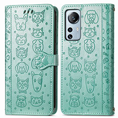 Custodia Portafoglio In Pelle Fantasia Modello Cover con Supporto L01 per Xiaomi Mi 12S Pro 5G Verde