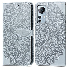 Custodia Portafoglio In Pelle Fantasia Modello Cover con Supporto L02 per Xiaomi Mi 12 Lite 5G Grigio