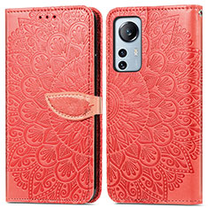 Custodia Portafoglio In Pelle Fantasia Modello Cover con Supporto L02 per Xiaomi Mi 12 Lite 5G Rosso