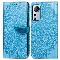 Custodia Portafoglio In Pelle Fantasia Modello Cover con Supporto L02 per Xiaomi Mi 12X 5G Cielo Blu