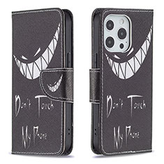 Custodia Portafoglio In Pelle Fantasia Modello Cover con Supporto L03 per Apple iPhone 16 Pro Max Nero