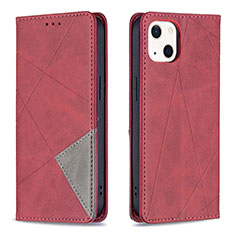 Custodia Portafoglio In Pelle Fantasia Modello Cover con Supporto L04 per Apple iPhone 13 Rosso