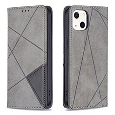 Custodia Portafoglio In Pelle Fantasia Modello Cover con Supporto L04 per Apple iPhone 15 Grigio