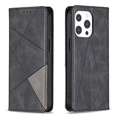 Custodia Portafoglio In Pelle Fantasia Modello Cover con Supporto L04 per Apple iPhone 15 Pro Nero