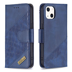 Custodia Portafoglio In Pelle Fantasia Modello Cover con Supporto L05 per Apple iPhone 13 Blu