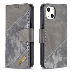 Custodia Portafoglio In Pelle Fantasia Modello Cover con Supporto L05 per Apple iPhone 13 Grigio