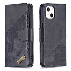 Custodia Portafoglio In Pelle Fantasia Modello Cover con Supporto L05 per Apple iPhone 13 Nero