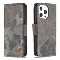 Custodia Portafoglio In Pelle Fantasia Modello Cover con Supporto L05 per Apple iPhone 13 Pro Max Grigio