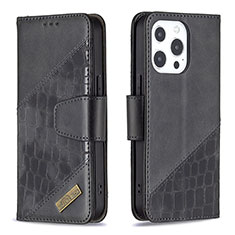 Custodia Portafoglio In Pelle Fantasia Modello Cover con Supporto L05 per Apple iPhone 13 Pro Nero