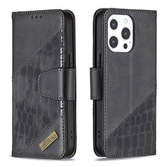 Custodia Portafoglio In Pelle Fantasia Modello Cover con Supporto L05 per Apple iPhone 14 Pro Max Nero