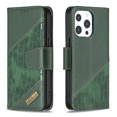 Custodia Portafoglio In Pelle Fantasia Modello Cover con Supporto L05 per Apple iPhone 15 Pro Max Verde