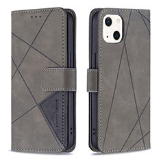 Custodia Portafoglio In Pelle Fantasia Modello Cover con Supporto L06 per Apple iPhone 14 Plus Grigio