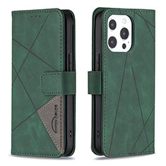 Custodia Portafoglio In Pelle Fantasia Modello Cover con Supporto L06 per Apple iPhone 14 Pro Verde