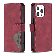 Custodia Portafoglio In Pelle Fantasia Modello Cover con Supporto L06 per Apple iPhone 16 Pro Rosso