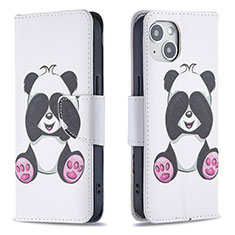 Custodia Portafoglio In Pelle Fantasia Modello Cover con Supporto L07 per Apple iPhone 13 Bianco