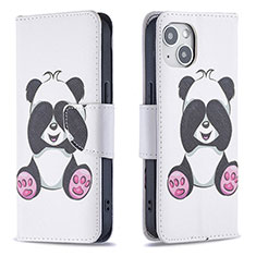 Custodia Portafoglio In Pelle Fantasia Modello Cover con Supporto L07 per Apple iPhone 15 Bianco