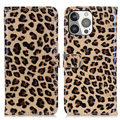 Custodia Portafoglio In Pelle Fantasia Modello Cover con Supporto L09 per Apple iPhone 14 Pro Marrone