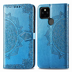 Custodia Portafoglio In Pelle Fantasia Modello Cover con Supporto per Google Pixel 5 Blu