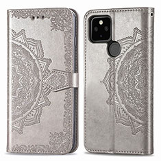 Custodia Portafoglio In Pelle Fantasia Modello Cover con Supporto per Google Pixel 5 Grigio