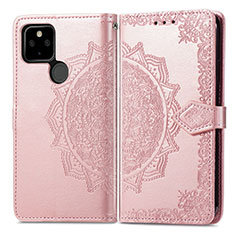 Custodia Portafoglio In Pelle Fantasia Modello Cover con Supporto per Google Pixel 5a 5G Oro Rosa