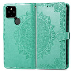 Custodia Portafoglio In Pelle Fantasia Modello Cover con Supporto per Google Pixel 5a 5G Verde