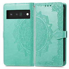 Custodia Portafoglio In Pelle Fantasia Modello Cover con Supporto per Google Pixel 6 Pro 5G Verde