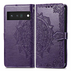 Custodia Portafoglio In Pelle Fantasia Modello Cover con Supporto per Google Pixel 6 Pro 5G Viola