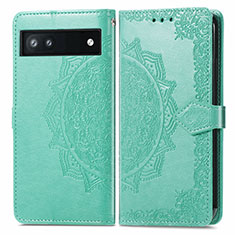 Custodia Portafoglio In Pelle Fantasia Modello Cover con Supporto per Google Pixel 6a 5G Verde