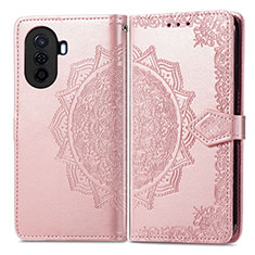 Custodia Portafoglio In Pelle Fantasia Modello Cover con Supporto per Huawei Enjoy 50 Oro Rosa