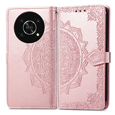 Custodia Portafoglio In Pelle Fantasia Modello Cover con Supporto per Huawei Enjoy 50 Pro Oro Rosa