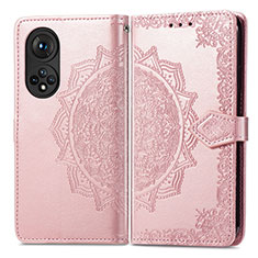 Custodia Portafoglio In Pelle Fantasia Modello Cover con Supporto per Huawei Honor 50 5G Oro Rosa