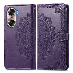 Custodia Portafoglio In Pelle Fantasia Modello Cover con Supporto per Huawei Honor 60 5G Viola