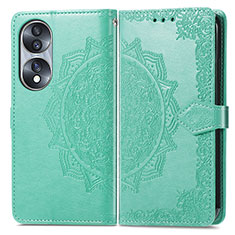 Custodia Portafoglio In Pelle Fantasia Modello Cover con Supporto per Huawei Honor 70 5G Verde