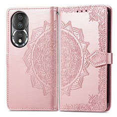 Custodia Portafoglio In Pelle Fantasia Modello Cover con Supporto per Huawei Honor 80 5G Oro Rosa