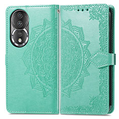 Custodia Portafoglio In Pelle Fantasia Modello Cover con Supporto per Huawei Honor 80 5G Verde