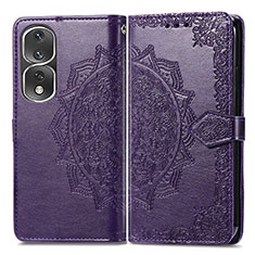 Custodia Portafoglio In Pelle Fantasia Modello Cover con Supporto per Huawei Honor 80 Pro 5G Viola